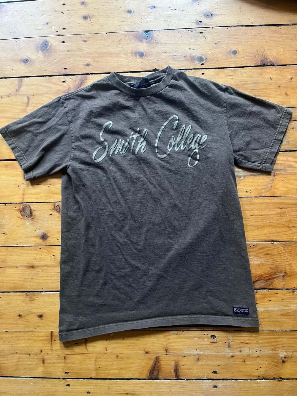 JanSport Smith College T-Shirt Brown Graphic Crewneck Vtg y2k USA Made
